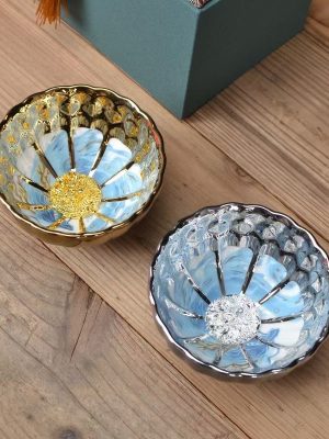 一对 Gilded & Silver Blue Tea Cup Set