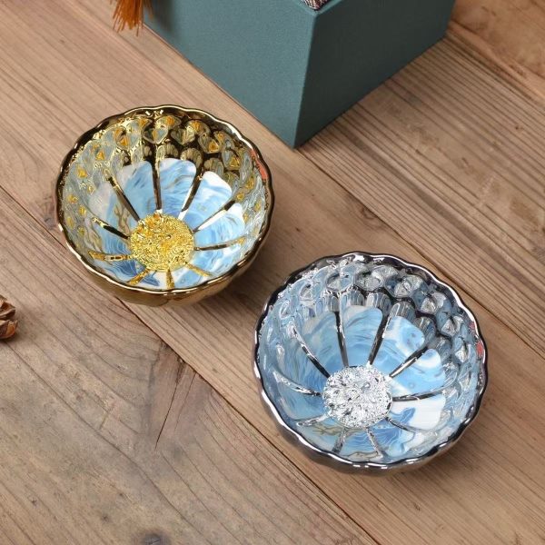 Gilded & Silver Blue Tea Cup Set