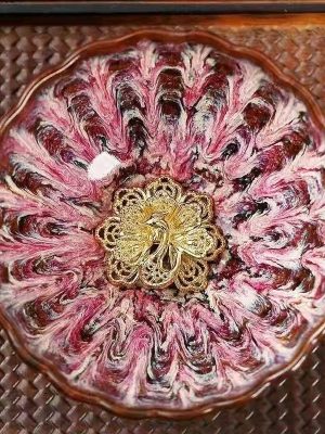 单只 (6) Pink - Swirl Golden Peacock Tea Cup