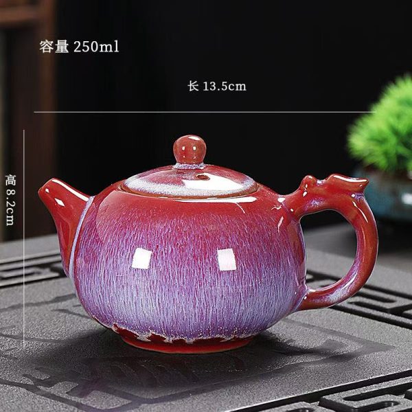 Red and purple gradient kiln-fired teapot