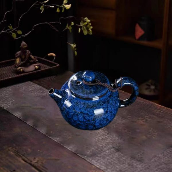 blue-glazed teapot